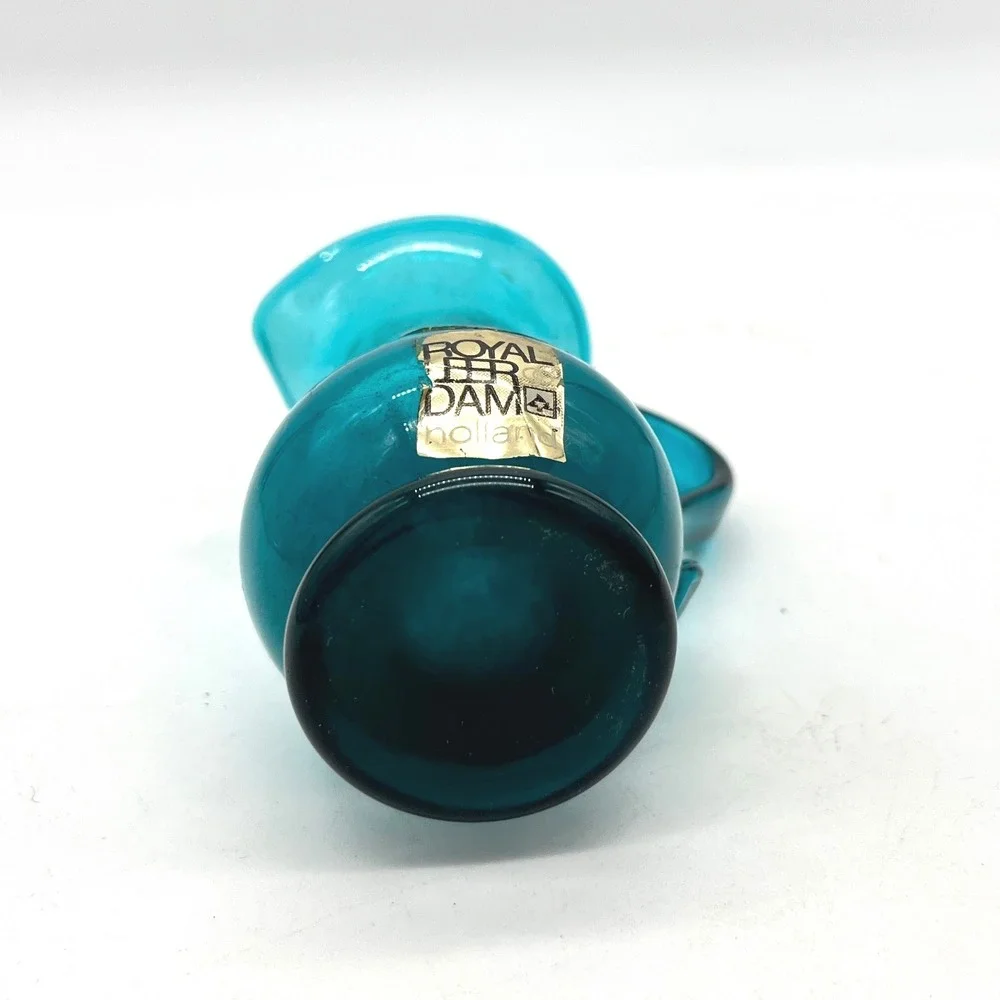 CW Williamsburg Restoration Royal‎ Leerdam Holland Teal Blue Glass Pitcher Small
